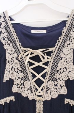画像2: axes femme / 刺繍レースチュニック M ネイビー O-26-02-24-1018-AX-OP-IG-OS