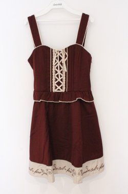 画像1: axes femme POETIQUE / 裾刺繍ワンピース M ワイン×ベージュ O-26-02-24-1019-AX-OP-IG-OS