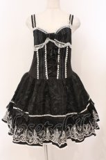 画像1: FRILL / ラビットカトラリー刺繍キャミワンピース  ブラック O-26-02-24-061-HN-OP-OW-OS (1)
