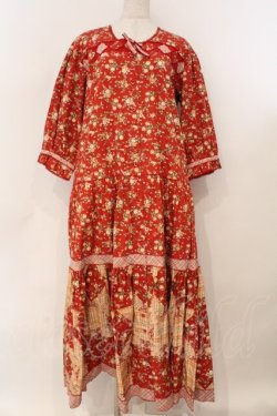 画像1: PINK HOUSE / ローズ&チェックパッチワークワンピース【お直しあり】  アカ O-26-02-24-062-LO-OP-IG-OS