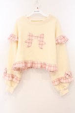 画像1: Chalmiere / リボンワッペンショート丈プル M アイボリー×ピンク O-26-02-24-064-0-TO-IG-OS (1)