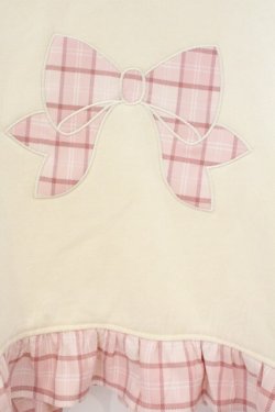 画像2: Chalmiere / リボンワッペンショート丈プル M アイボリー×ピンク O-26-02-24-064-0-TO-IG-OS