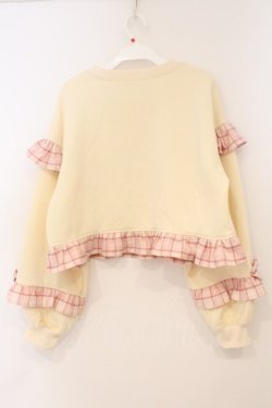 画像4: Chalmiere / リボンワッペンショート丈プル M アイボリー×ピンク O-26-02-24-064-0-TO-IG-OS