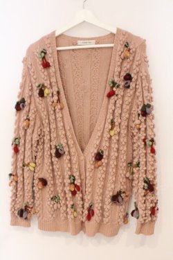 画像1: KANEKO ISAO / フラワーモチーフカーディガン  ピンク系 O-26-02-24-065-EL-TO-IG-OS