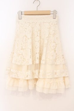 画像1: axes femme / ベルト付レースフレアスカート  オフシロ O-26-02-24-069-AX-SK-IG-OS