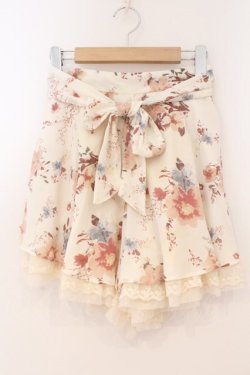 画像1: axes femme POETIQUE / 裾チュール使い花柄キュロット M オフシロ O-26-02-24-070-AX-SK-IG-OS