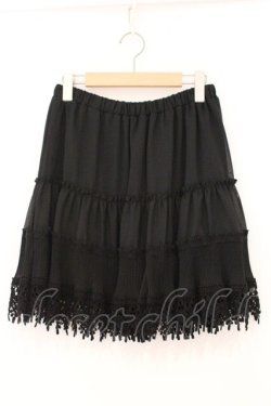 画像1: axes femme / 裾レースシフォンスカート M クロ O-26-02-24-071-AX-SK-IG-OS