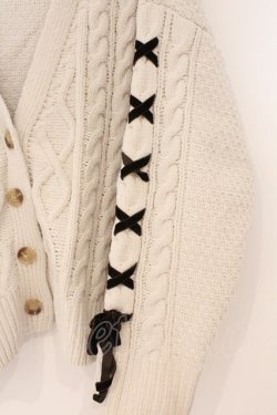 画像2: axes femme / 編上袖ニットカーディガン M アイボリー×ブラウン O-26-02-24-073-AX-TO-IG-OS