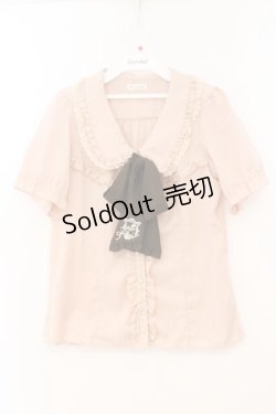 画像1: axes femme / シャドーストライプパフスリーブブラウス M ピンク×ブラウン O-26-02-24-076-AX-BL-IG-OS