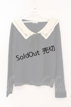 画像1: axes femme POETIQUE / 刺繍入りセーラー襟ニットプルオーバー M ネイビー×アイボリー O-26-02-24-077-AX-TO-IG-OS