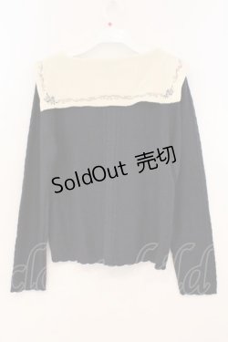 画像2: axes femme POETIQUE / 刺繍入りセーラー襟ニットプルオーバー M ネイビー×アイボリー O-26-02-24-077-AX-TO-IG-OS