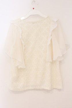 画像2: axes femme / 袖フリルカットワークレーストップス M シロ O-26-02-24-081-AX-TO-IG-OS