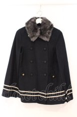 画像1: axes femme / ダブルボタンパイピングケープコート M ネイビー O-26-02-24-083-AX-CO-IG-ZTC030 (1)
