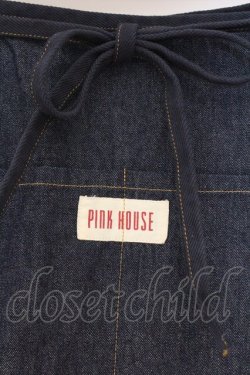 画像2: PINK HOUSE / うさぎ刺繍カフェエプロン  インディゴ O-26-02-24-008-LO-SK-IG-OS