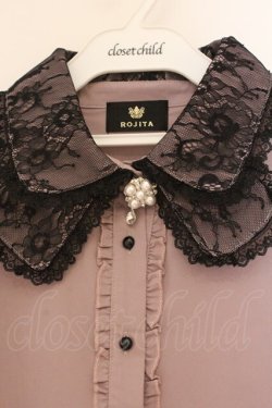 画像2: Rojita / 衿レース前立てフリルブラウス F ピンク×クロ O-26-02-24-086-LO-BL-IG-OS