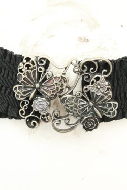 画像2: axes femme / バタフライ＆ローズゴムベルト  クロ×アンティークシルバー O-26-02-24-2045-AX-ZA-OW-OS