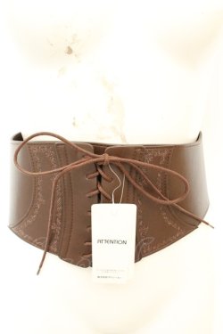 画像1: axes femme / 刺繍入りコルセットベルト  ブラウン O-26-02-24-2047-AX-ZA-OW-OS