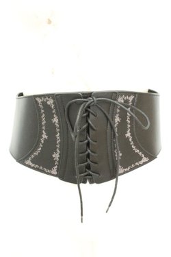 画像1: axes femme / 刺繍入りコルセットベルト  クロ O-26-02-24-2048-AX-ZA-OW-OS