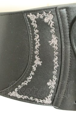 画像2: axes femme / 刺繍入りコルセットベルト  クロ O-26-02-24-2048-AX-ZA-OW-OS