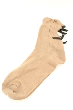 画像1: axes femme / バックデザインソックス  ブラウン O-26-02-24-2065-AX-ZA-OW-OS