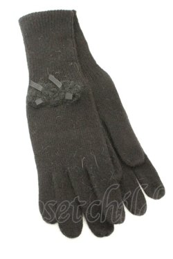 画像1: PINK HOUSE / モチーフ手袋  クロ O-26-02-24-2072-LO-ZA-IG-OS