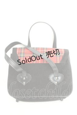 画像2: Heart E / タータン切り替えハンドバッグ  クロ×アカ O-26-02-24-2098-LO-BG-IG-OS