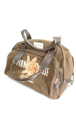 画像1: PINK HOUSE / うさぎ刺繍ボストンバッグ  ブラウン O-26-02-24-2106-LO-BG-IG-OS