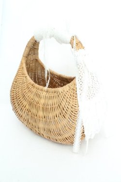 画像1: PINK HOUSE / ティアードレースかごバッグ  ナチュラル×シロ O-26-02-24-2107-LO-BG-IG-OS