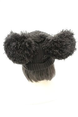 画像2: GLAD NEWS / ダブルぽんぽん付きニットキャップ  ブラック O-26-02-24-2025-GL-AC-IG-OS