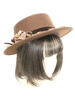 画像1: axes femme / 巻きバラブーケポークパイ  ブラウン O-26-02-24-2038-AX-AC-OW-OS