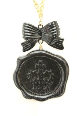 画像1: Angelic Pretty / シーリングスタンプネックレス  クロ×ゴールド O-26-02-24-2042-AP-AC-OW-OS
