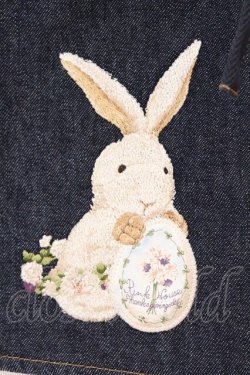 画像3: PINK HOUSE / うさぎ刺繍カフェエプロン  インディゴ O-26-02-24-008-LO-SK-IG-OS