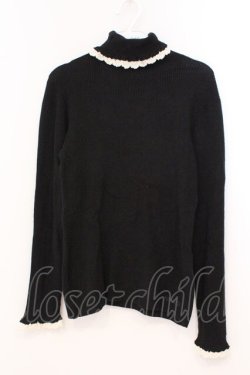 画像1: PINK HOUSE / レース配色タートルニット  クロ O-26-02-24-012-LO-TO-IG-OS