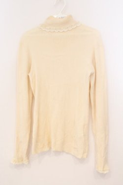 画像1: PINK HOUSE / レース配色タートルニット L アイボリー O-26-02-24-013-LO-TO-IG-OS