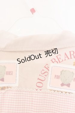 画像4: PINK HOUSE / くまさん&ギンガムチェックワッペン半袖シャツ L ピンク O-26-02-24-024-LO-BL-IG-OS