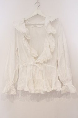 画像1: PINK HOUSE / フリルタックブラウスカーディガン【お直しあり】  シロ O-26-02-24-026-LO-BL-IG-OS