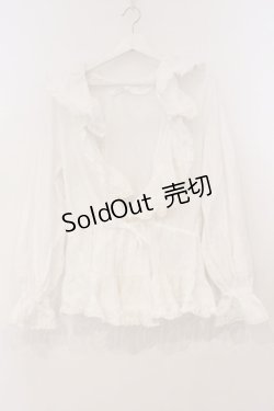 画像1: PINK HOUSE / フリルタックブラウスカーディガン【お直しあり】  シロ O-26-02-24-026-LO-BL-IG-OS