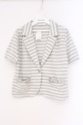 axes femme / ボーダージャケット風ボレロ M グレー O-26-02-26-001-AX-TO-IG-OS