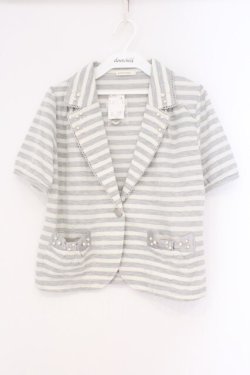 画像1: axes femme / ボーダージャケット風ボレロ M グレー O-26-02-26-001-AX-TO-IG-OS