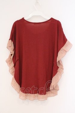 画像2: axes femme / フラワープリントポンチョ風カットソー M アカ O-26-02-26-007-AX-TO-IG-OS