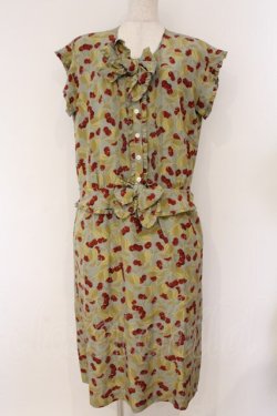 画像1: PINK HOUSE / さくらんぼ柄ワンピース  グリーン系 O-26-02-26-056-LO-OP-IG-OS