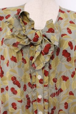 画像2: PINK HOUSE / さくらんぼ柄ワンピース  グリーン系 O-26-02-26-056-LO-OP-IG-OS