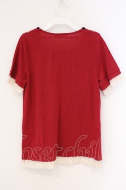 画像2: axes femme / 巻き薔薇付きタックデザインTシャツ M アカ O-26-02-26-008-AX-TO-IG-OS