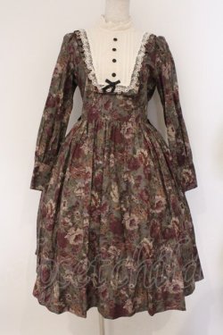 画像1: Innocent World / マリアンヌ・ゴブランワンピース M ワイン O-26-02-26-058-IW-OP-IG-OS