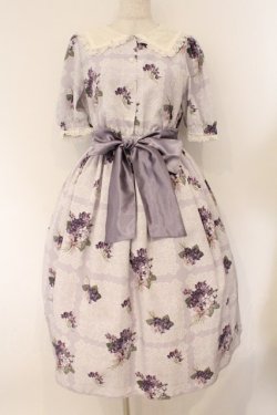画像1: Melody BasKet / Violet laceスクエアカラーワンピース M ラベンダー O-26-02-26-061-LO-OP-IG-OS