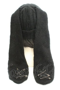 画像3: REFLEM / 安全ピン付きうさ耳ニットキャップ  ブラック O-26-02-26-1040-PU-AC-IG-OS