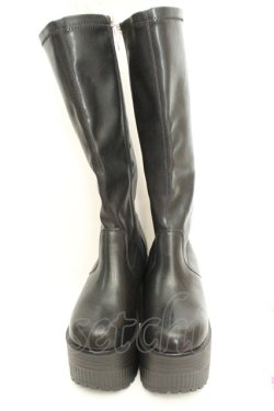 画像2: YOSUKE / 厚底ロングブーツ M ブラック O-26-02-26-1044-PU-SH-OW-OS