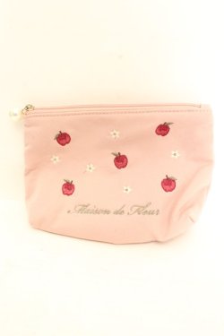 画像1: Maison de FLEUR / リンゴポーチ  ピンク O-26-02-26-1069-LO-ZA-OW-OS