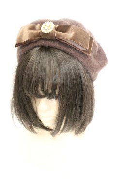 画像1: m petit by misako / AMモチーフリボンベレー帽  ブラウン O-26-02-26-1079-0-AC-OW-OS