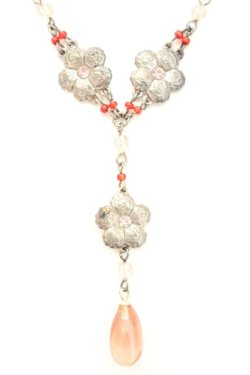 画像1: PINK HOUSE / ビーズ真鍮フラワーネックレス  シルバー×アカ O-26-02-26-1023-LO-AC-IG-OS